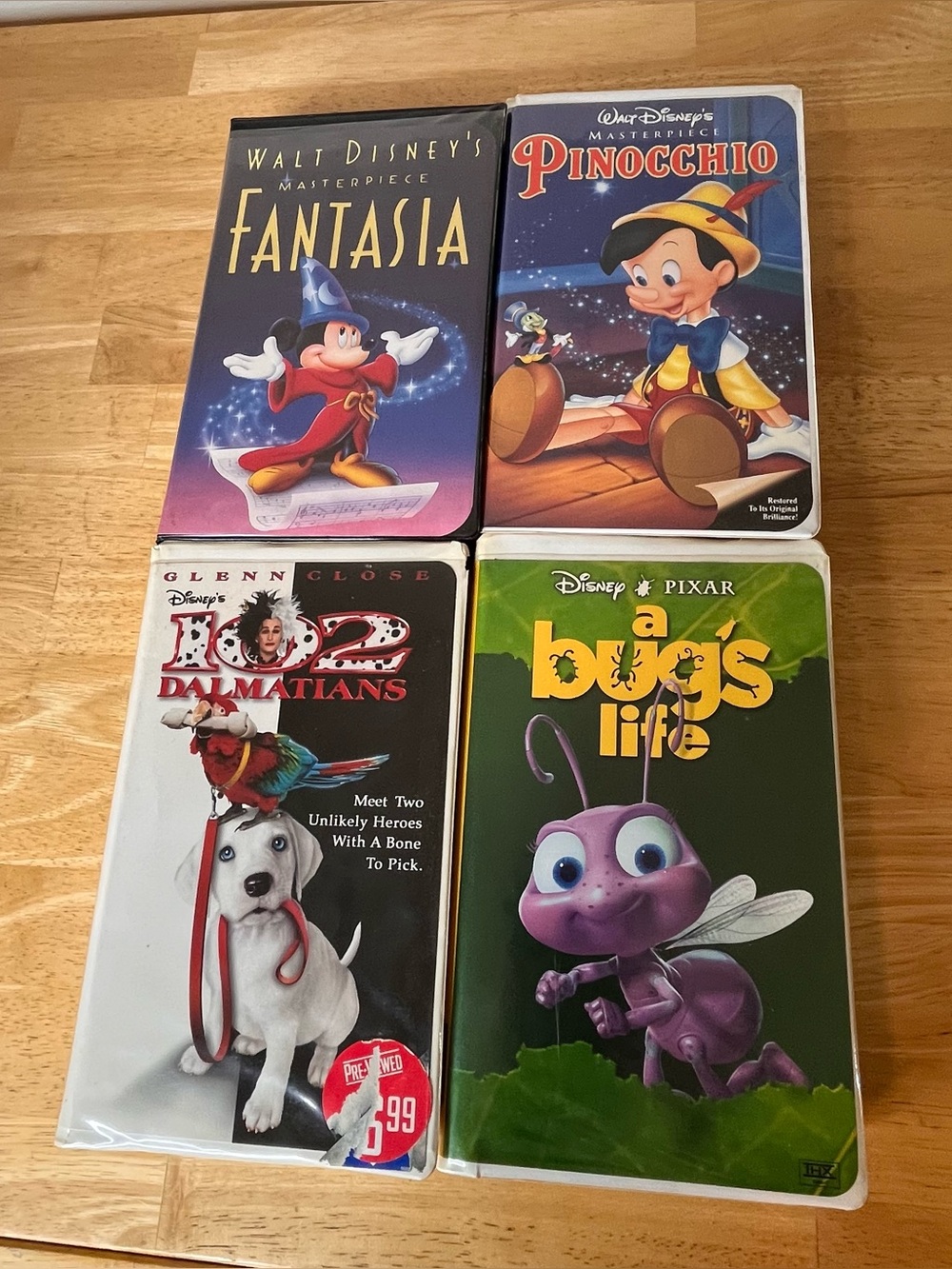 Disney VHS Movie Bundle Fantasia Pinocchio 102 Dalmatians A Bug's Life